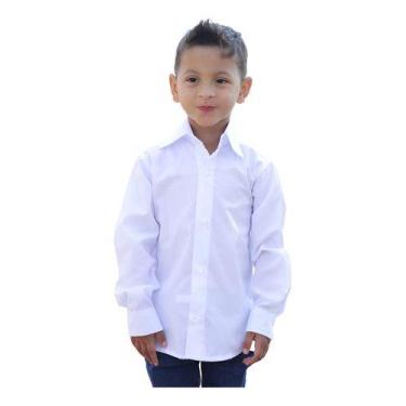 Imagem de Camisa Social Infantil E Juvenil Manga Longa Lisa - Maximus, Branco, 1