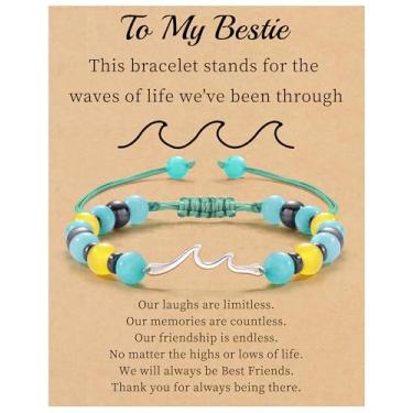 Imagem de Sistble Presentes inspiradores para mulheres, pulseira ondulada, presentes de encorajamento, pulseiras de contas de pedra natural, Life Is Tough Anime, espiritual, pensativo, obtenha presentes Weel,