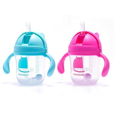Imagem de Copo Bebê Canudo Treinamento Antivazamento Alça 220ml - VRASALON, Pink