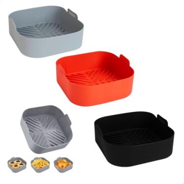 Imagem de Forma de Silicone Quadrada para Airfryer Antiaderente, Reutilizável, Resistente ao Calor Ideal para Assar, Grelhar e Preparar Alimentos sem Sujeira Cores Sortidas