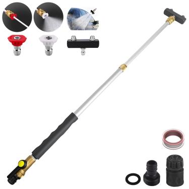 Imagem de Bocal de jato atualizado para mangueira de jardim, lavador de pressão com bico turbo duplo inclui 2 bocais de alta pressão e conectores rápidos, ferramentas de lavagem de alta pressão para janela