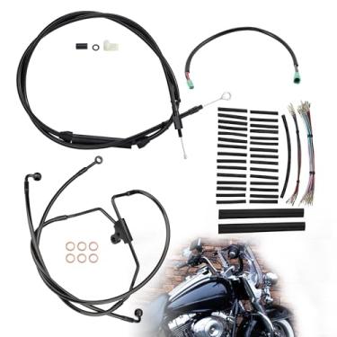 Imagem de TIGERSGATE Cabos Touring Ape Hangers de 30,5 cm para guidão Linha de freio estendida e cabo de embreagem e CAN-Bus e TBW para Harley Road King 2008-2013/Electra Glide/Street Glide/Road Glide não ABS,