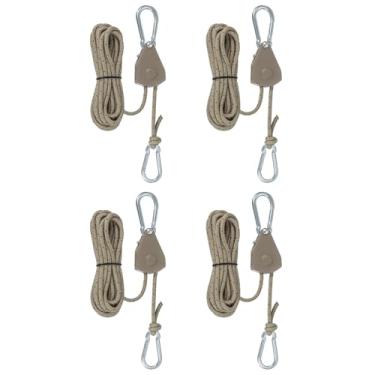 Imagem de PATIKIL 4 peças cabides de corda ajustáveis, 1/20.3 cm x 4.0 m Ratchet Grow Light Hangers Refletor Reforçado Engrenagem Interna Catraca para Pendurar Caiaque, Café