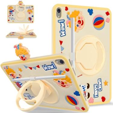 Imagem de TzoMartico Capa para iPad mini 6ª geração 21.1 cm 2021, capa infantil macia de silicone à prova de choque com suporte de rotação de 360°, aderência manual e suporte de caneta - palhaço