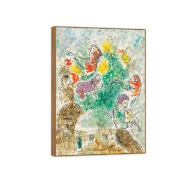 Imagem de BMZFYBS Quadro de madeira - Pintura de arte de parede em tela famosa - Imagens para decoração de casa - Música na aldeia - pôster e impressões 70 x 100 cm 27 x 39 pol