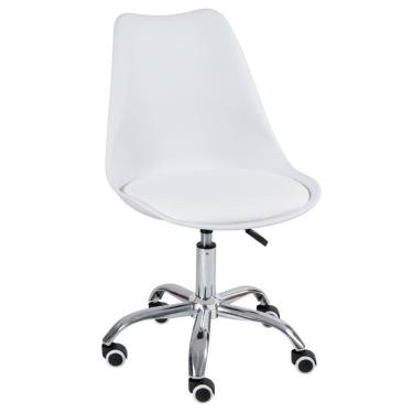 Imagem de Cadeira Com Rodízios Tulipa Office Escritório Branco Branco