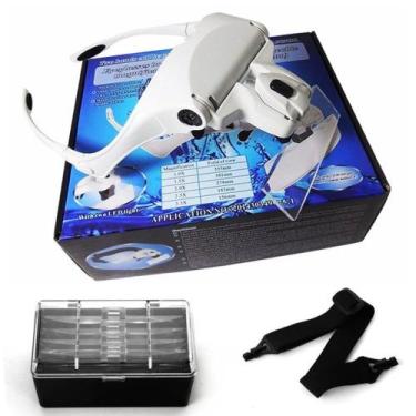 Imagem de Óculos Com Lupa de Cabeça Profissional 5 Lentes de aumento Luz LED - 9
