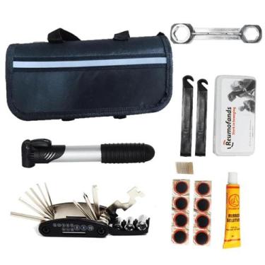 Imagem de Kit socorro Ferramenta P/ Bike Chaves Remendo Bolsa bomba ar 12 Pecas 