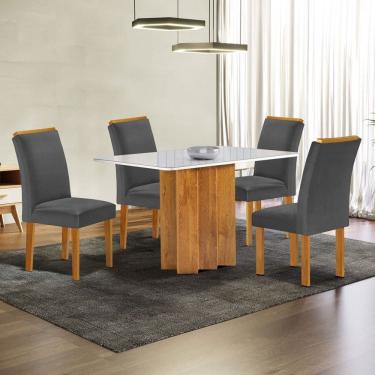 Imagem de Mesa de Jantar 4 Lugares Lorena com Vidro Cinamomo/Off White/Cinza