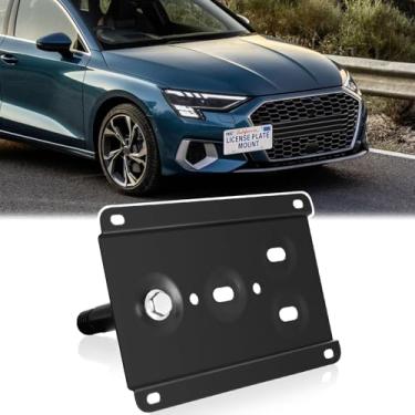 Imagem de Suporte de placa de carro para para-choque dianteiro compatível com Audi A3 / S3 / RS3 2022-2023 sem broca gancho de reboque frontal moldura de placa de carro kit de montagem de suporte antifurto