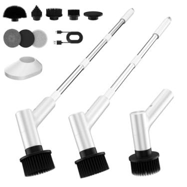 Imagem de Goodtrust Esfregador giratório elétrico, esfregão de chuveiro sem fio com 7 cabeças de escova de substituição, esfregão de banheiro à prova d'água IPX5 com alça ajustável, escova de limpeza elétrica