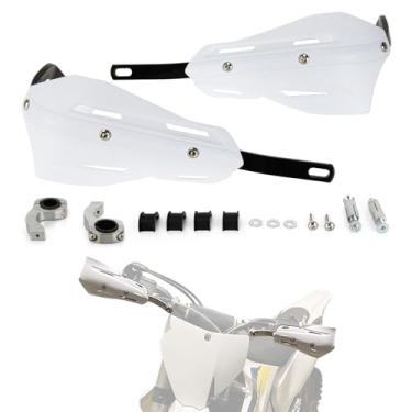 Imagem de PSLER 2 protetores de mão para bicicleta suja – serve para guidões de 22 mm e 28 mm, protetores de mão ATV, plástico PP e alumínio, compatível com bicicletas off-road, motocross, MX, ATV, branco