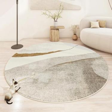 Imagem de Tapetes minimalistas modernos para decoração de quarto, sala de estar, área grande, tapete redondo, grosso, pelúcia, sala de estar (160x160 cm/P)