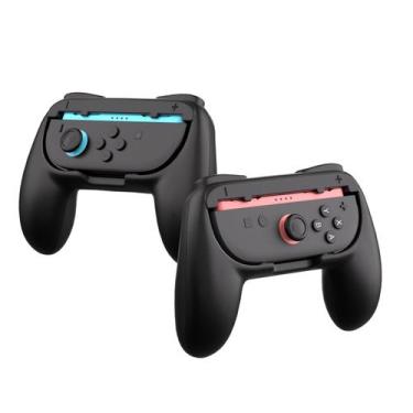 Imagem de Alças de mão para Nintendo Switch 2 Joycon Controller Black x2 - Aukuo