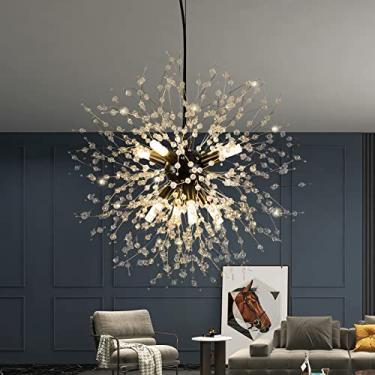 Imagem de CM MZY Lustres de cristal modernos fogos de artifício, preto fosco dente-de-leão Sputnik luminárias de teto, lustre Sputnik luminária pendente para quarto, sala de estar, sala de jantar, cozinha, ilha
