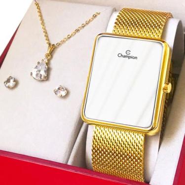 Imagem de Relógio Digital Feminino Dourado Espelhado Champion Original com 1 ano