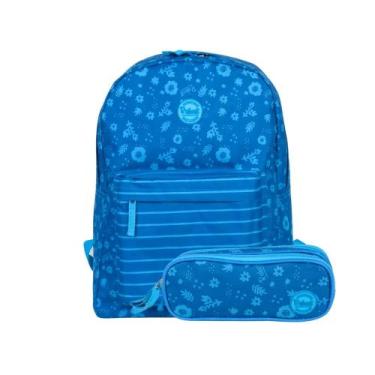 Imagem de Kit Escolar Juvenil Rabisk Floral Mochila Impermeável RK2472 + Estojo 