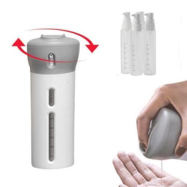 Imagem de Dispenser 4X1 Pote Viagem Mala Shampoo Líquido Sabonete - MKB