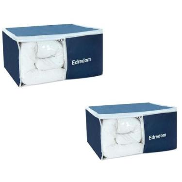 Imagem de Organizador Closet Guarda Roupa De Edredom Azul Marinho 2 Un - O Broto