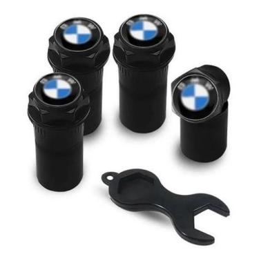 Imagem de Kit Bico Pneu Preto Pino Roda Válvula Antifurto 320I X1 A X6 - Tf