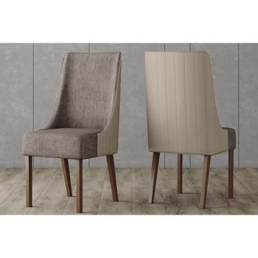 Imagem de Cadeira Sala de Jantar Ivy Kit 2 Un Nature/Linho Capuccino Courano Marrom - Henn