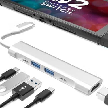 Imagem de RREAKA Estação de TV Switch2 para Nintendo Switch2/Switch/Switch OLED, base de substituição portátil com adaptador HDMI 4K 60Hz/porta tipo C/porta USB para Nintendo Switch oficial