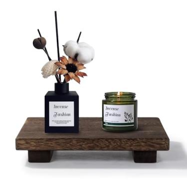 Imagem de LAweixian Suporte De Pedestal Para Bandeja Madeira Pequena, Decoração Banheiro Estilo Fazenda, Decorativo Saboneteira Cozinha Penteadeira, Balcão, Pia, 9" X 6"