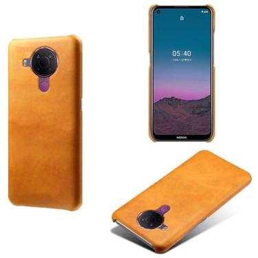 Imagem de Capa para NOKIA 5.4,Proteção contra quedas,Casca de volta de cor sólida simples,Design de couro de imitação de plástico-Orange