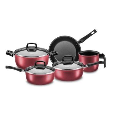 Imagem de Jogo de Panelas 5 Peças Alumínio, Frigideira, Caçarola, Fervedor Crist