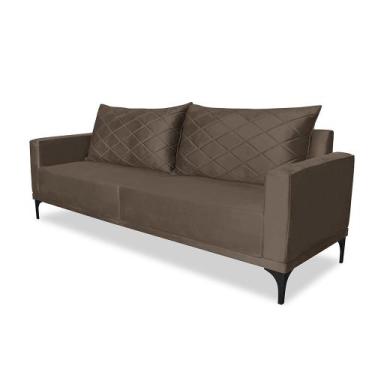 Imagem de Sofá 3 Lugares 2,00m Estofado em Veludo com Pés Metálico - Etios Lucad