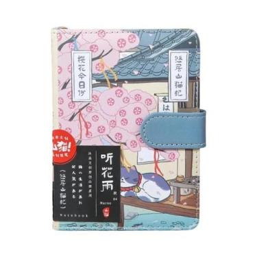 Imagem de Caderno A6 De Couro PU Com Fecho Magnético Estilo Arte Japonesa Diário