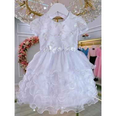 Imagem de Vestido Bebê Branco Jardim Encantado Batizado Festas - Fabuloso Ateliê