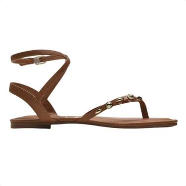 Imagem de Sandália Feminina Rasteira Vizzano Aplique, Mocca, 36
