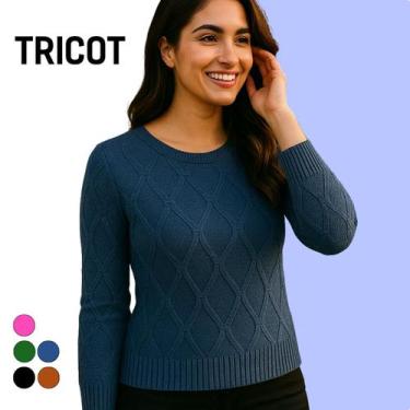 Imagem de Blusa Suéter Elegante Feminina Tricot Manga Longa Casual - Vitrine Col