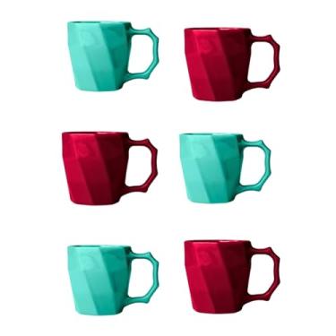 Imagem de Conjunto 6 Caneca Cerâmicas Café Leite Chá Louça Lisa 260ml Design e Cores Exclusivas - E-FCS Store (TIFANI/MAGENTA)