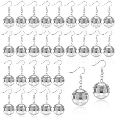 Imagem de 30 pares de brincos femininos de bola de discoteca dos anos 60, brincos de bola espelhada, prata dos anos 70, acessórios de fantasia, joias hippie, joias hippie, lembrancinhas de festa para festival