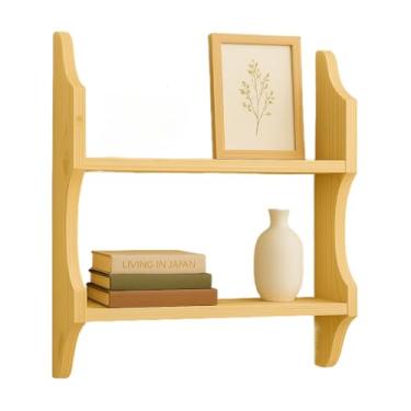 Imagem de Prateleira de Parede em Madeira Pinus Natural com 2 Níveis Rústica e Decorativa Minimalista
