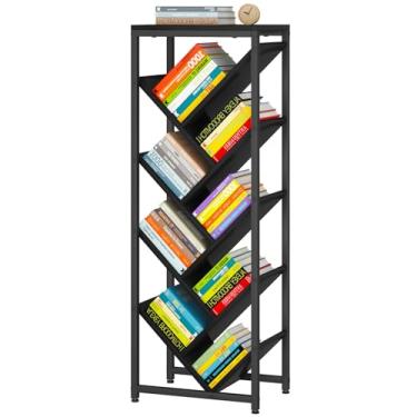 Imagem de IBUYKE Estante de árvore de 9 camadas, prateleira de madeira para espaço estreito, estante organizadora de armazenamento para livros/CDs/filmes, estante de canto pequena para quarto e sala de estar