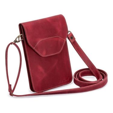 Imagem de Bolsa Carteira Couro Legitimo Documento/celular Crossbody(Bordô)