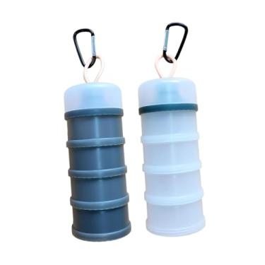 Imagem de predolo 2x Recipientes de Armazenamento de Proteína Dispensadores de Fórmula para Bebê Recipientes Versáteis de Armazenamento de Alimentos Multicamadas para, Cinzento/Branco