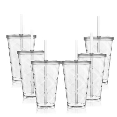 Imagem de Kit 6 Copos Twister Com Tampa E Canudo Acrílico 700ml