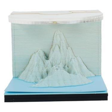 Imagem de Bloco de notas de mesa 3D, bloco de notas 3D Sunshine Mountain com luz, bloco de notas 3D DIY 3D, bloco de notas de calendário destacável, bloco de notas 3D, arte de entalhar em papel para decoração