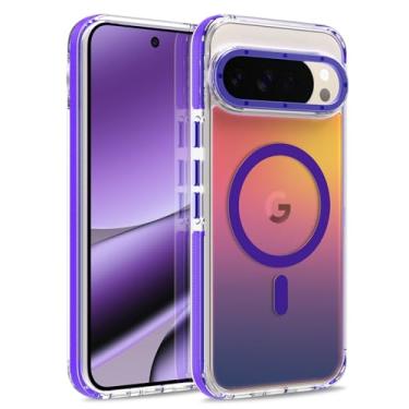 Imagem de MOWIME Capa magnética para Google Pixel 10 Pro XL [compatível com Magsafe] [lindo design fluorescente] Capa fosca translúcida fina à prova de choque para Pixel 10 Pro XL de 6,8 polegadas, roxa