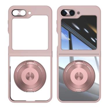 Imagem de Capa para Galaxy Z Flip6 com suporte magnético giratório, proteção transparente e à prova de choque (para Galaxy Z Flip6/rosa)