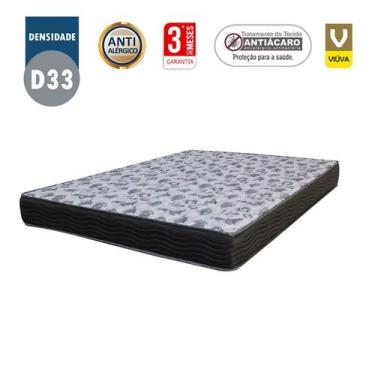 Imagem de Colchão Viúva SP Móveis Espuma D33 Bordado(14x128x188):Branco - SPMOVE