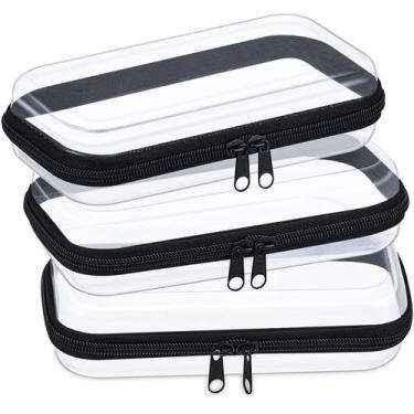 Imagem de Estojo rígido transparente com zíper, bolsa de plástico, bolsa de maqu