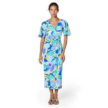 Imagem de Maggy London Vestido midi falso transpassado, Branco macio/azul centáurea, 19