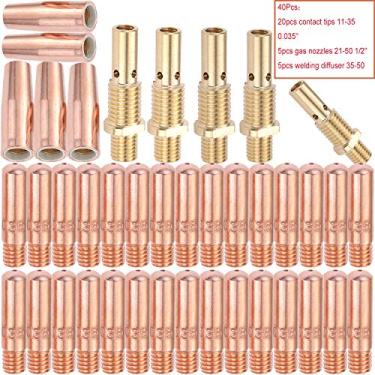 Imagem de JIUDANI Kit de pistola de solda MIG Difusor de bocal de ponta de 0,35 polegadas adequado para 100L Tweco Mini #1 inclui (pontas de contato 11-35 0.1 cm, bocais de gás 21-50 1/5.1 cm, 35-50 difusor de