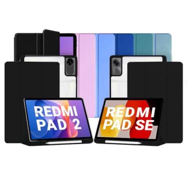 Imagem de Capa Smart Case para Xiaomi Redmi Pad SE 11'' - Traseira em Acrílico, Magnética, Sleep/Wake, Suporte para Caneta e Suporte (Preto, Apenas Capa)
