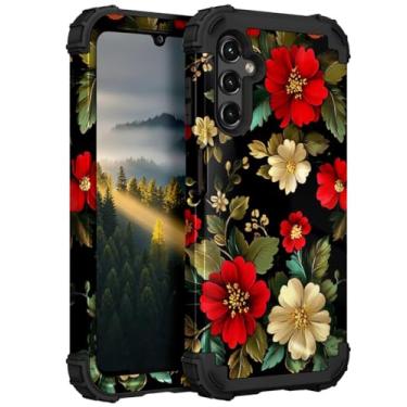 Imagem de PIXIU Padrão de flor exclusivo compatível com Samsung Galaxy A15 5G, capa resistente à prova de choque de camada dupla à prova de choque capa robusta híbrida fofa robusta para mulheres, meninas